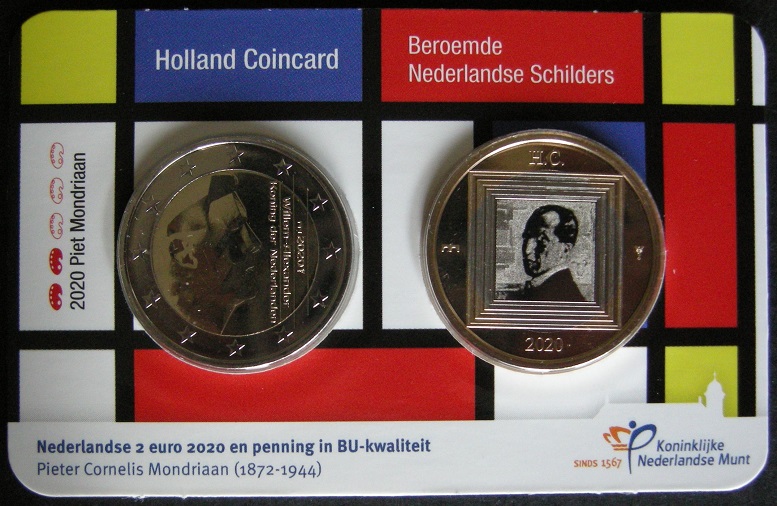 (image for) 2 Euromunt Nederland 2020 Holland Coin fair coincard Mondriaan